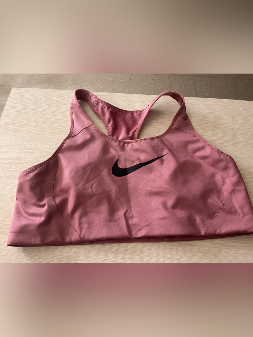 Nike Mauve Racerback Sports Bra with Black Swoosh